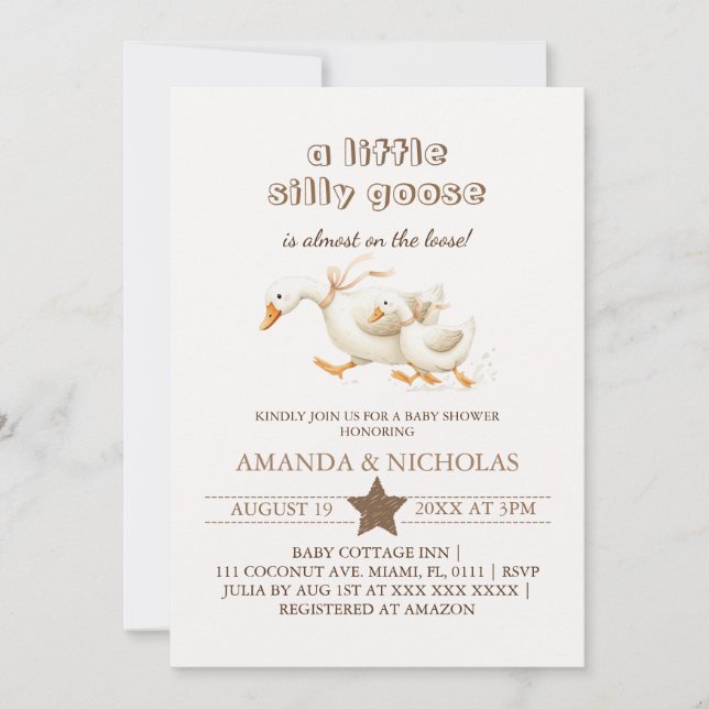 Little Goose Baby Shower Invitation (Front)
