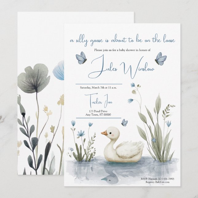 Little Goose Baby Shower Invitation (Front/Back)