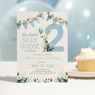 Little Goose Blue Boy 2nd Birthday Invitation