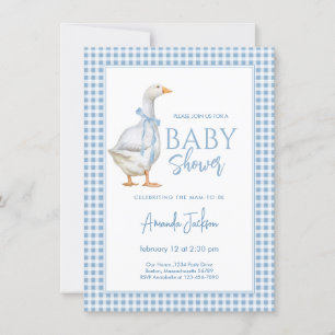  Little Goose Blue Boy Baby shower Invitation