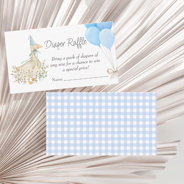 Little Goose Flowers Baby Shower Boy Diaper Raffle Enclosure Card (Creator Uploaded)
