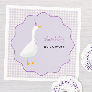 Little Goose Lilac Gingham Baby Shower Napkin