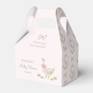 Little Goose Pink Bow ribbon girl baby shower Favour Box