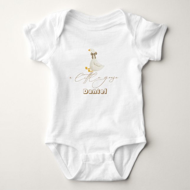 Little Goose Typography Baby Name   Bodysuit (Front)