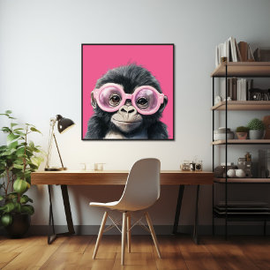 Little Gorilla with Pink Glasses Poster