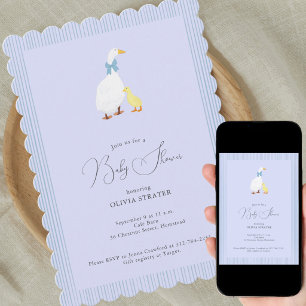 Little gosling cute illustration baby shower invitation