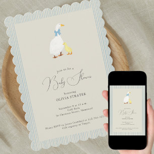 Little gosling storybook illustration baby shower invitation