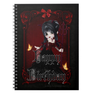 Little Goth Devil Girl Happy Birthday Note Book