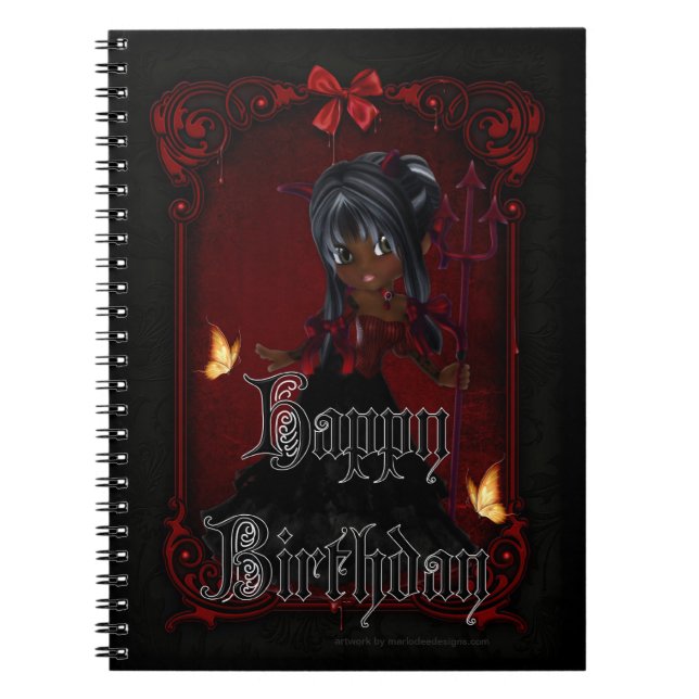 Little Goth Devil Girl Happy Birthday Note Book 4 (Front)