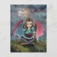 Little Gothic Fairy and Dragon Fantasy Art