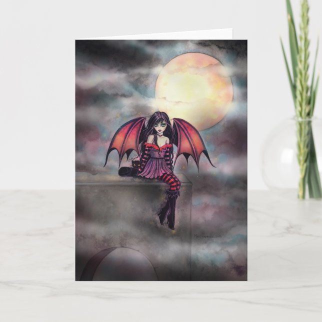 Little Gothic Vampire Fairy Art Fantasy Card (Front)