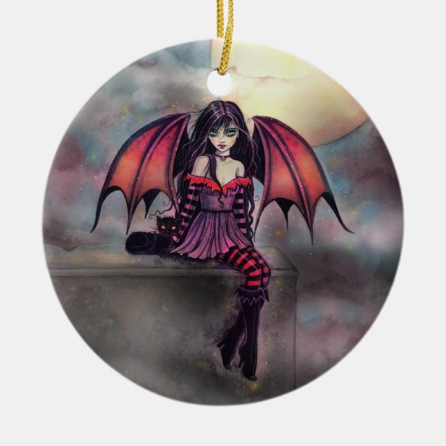 Little Gothic Vampire Fairy Halloween Ornament (Front)