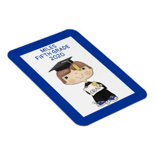 Little Graduate Boy Brown Hair Magnet