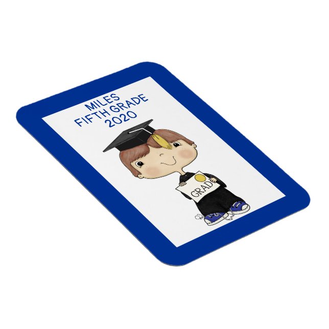 Little Graduate Boy Brown Hair Magnet (Right Side)