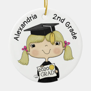 Little Graduate Girl Blond Hair Ceramic Tree Decoration