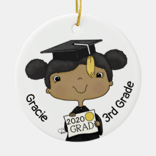 Little Graduate Girl Dark Skin Ceramic Tree Decoration