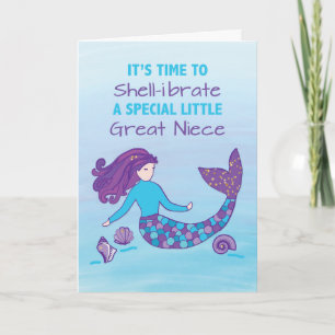 Little Great Niece Birthday Sparkly Look Mermaid Card