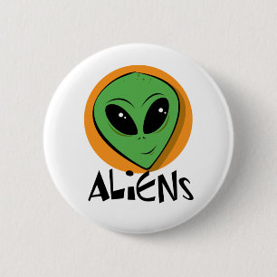 Little Green Alien 6 Cm Round Badge