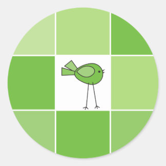 little green bird classic round sticker