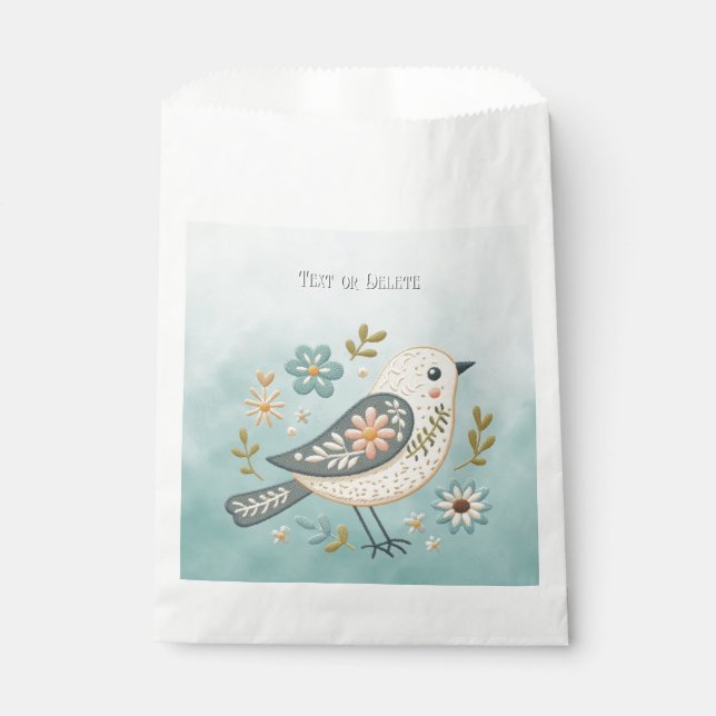 Little Green Bird Floral Favour Bags (Front)