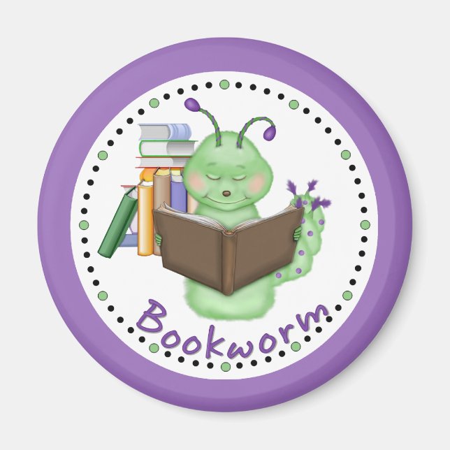 Little Green Bookworm Magnet (Front)