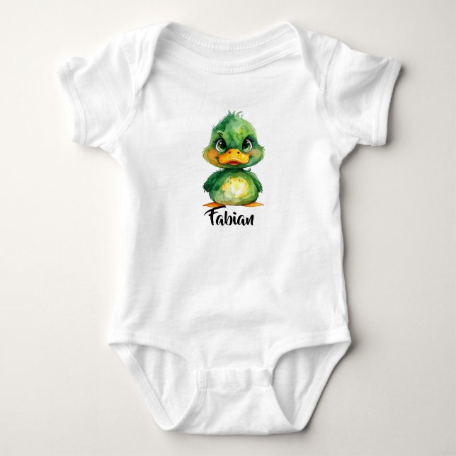Little green duck  baby bodysuit (Front)