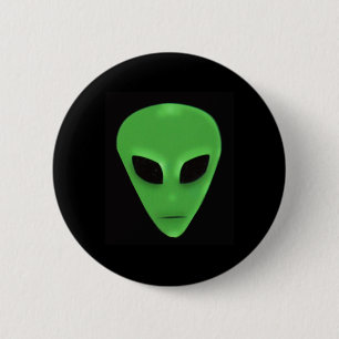 Little Green Man Alien Face 6 Cm Round Badge