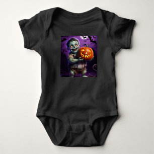 Little Green Monster & Pumpkin Friend Baby Bodysuit