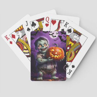 Little Green Monster & Pumpkin Friend Playing Cards