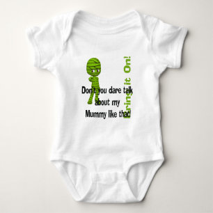 Little Green Mummy Bring it On Funny Halloween Baby Bodysuit