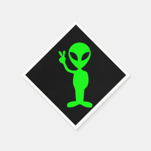 Little Green Peaceful Alien Napkin