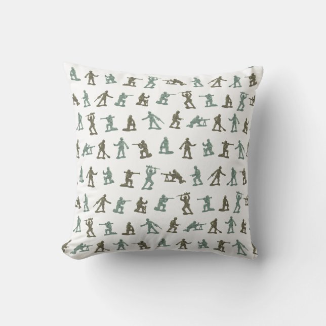 Little Green Plastic Army Soldier Retro Kids Print Cushion (Front)