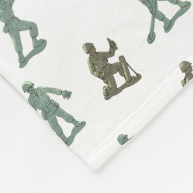 Little Green Plastic Army Soldier Retro Kids Print Fleece Blanket (Corner)
