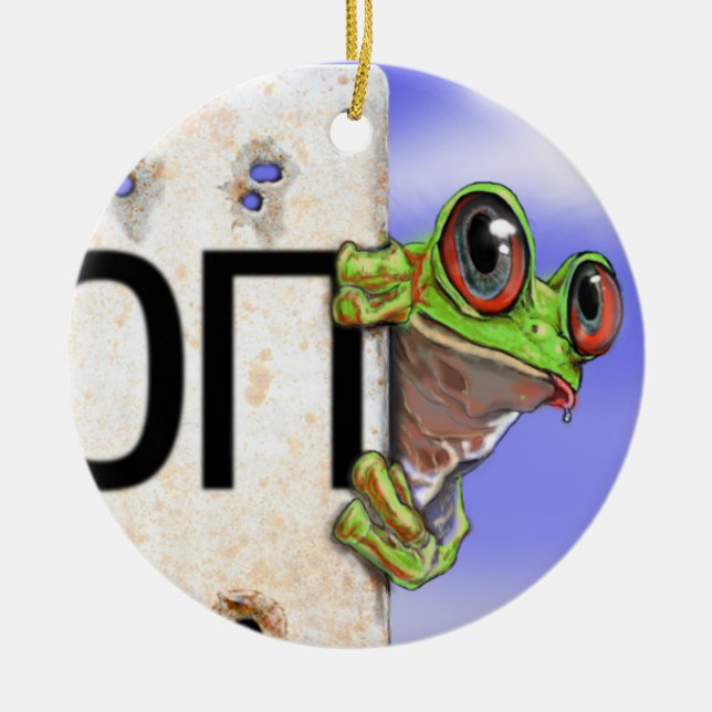 Little Green Tree Frog Ceramic Tree Decoration (Front)