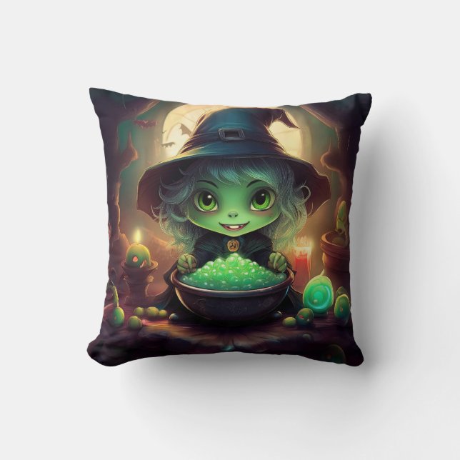Little Green Witch With Candy Cushion (Front)