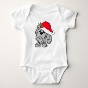 Little Grey Christmas Doggie Baby Jersey Bodysuit