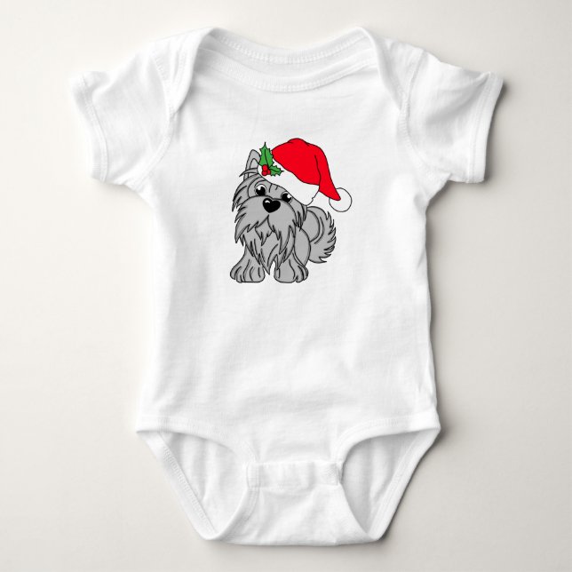 Little Grey Christmas Doggie Baby Jersey Bodysuit (Front)