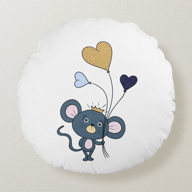 Little grey mouse round cushion (Front)