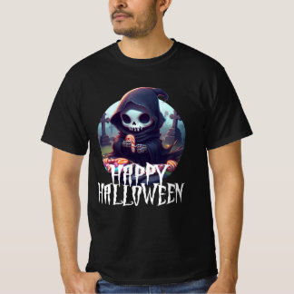 Little Grim Reaper With Candy Happy Halloween T-Shirt