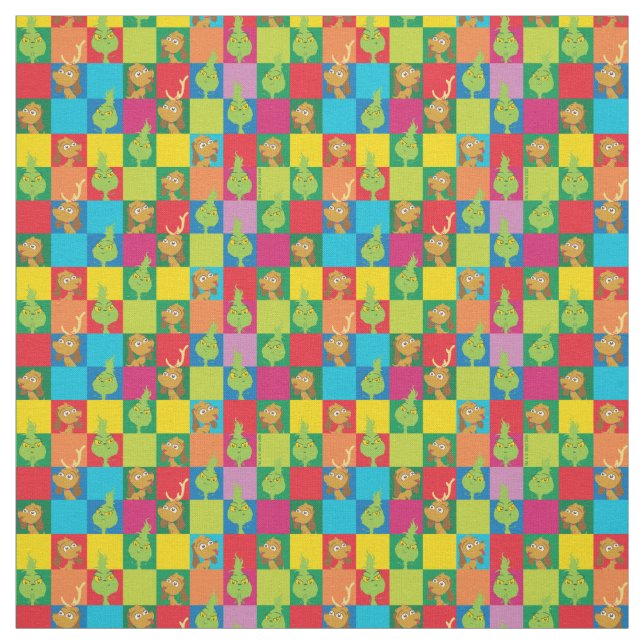 Little Grinch Colourful Colour Block Pattern Fabric (Swatch)