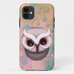 Little Grumpy Horned Owl Illustration iPhone 11 Case