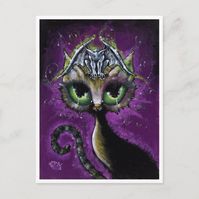 Little Guardian Gargoyle Cat postcard (Front)
