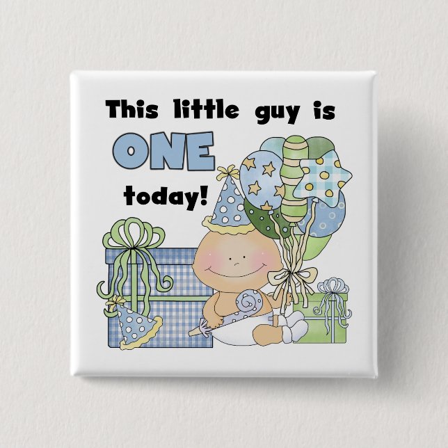 Little Guy is One Tshirts and Gifts 15 Cm Square Badge (Front)