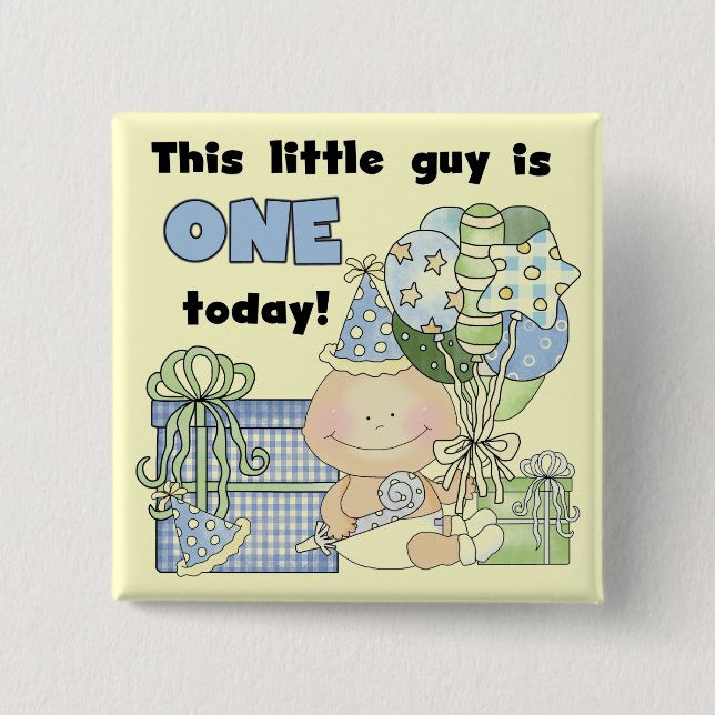 Little Guy is One Tshirts and Gifts 15 Cm Square Badge (Front)