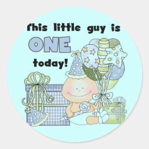 Little Guy is One Tshirts and Gifts Classic Round Sticker