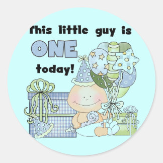 Little Guy is One Tshirts and Gifts Classic Round Sticker
