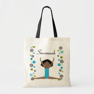 Little Gymnast in Aqua and Green Tote Bag