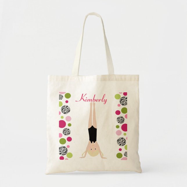 Little Gymnast in Pink and Green Tote Bag (Front)
