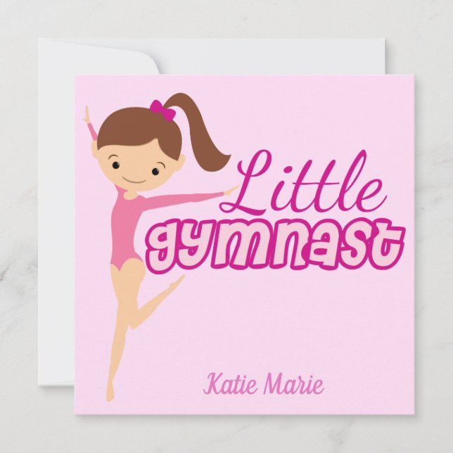 Little Gymnast Pretty Pink Custom Kids Gymnastics Card (Front)
