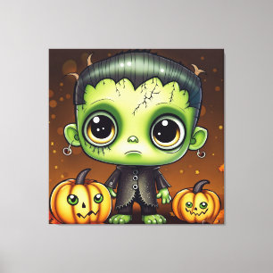 Little Halloween Frankenstein Canvas Print